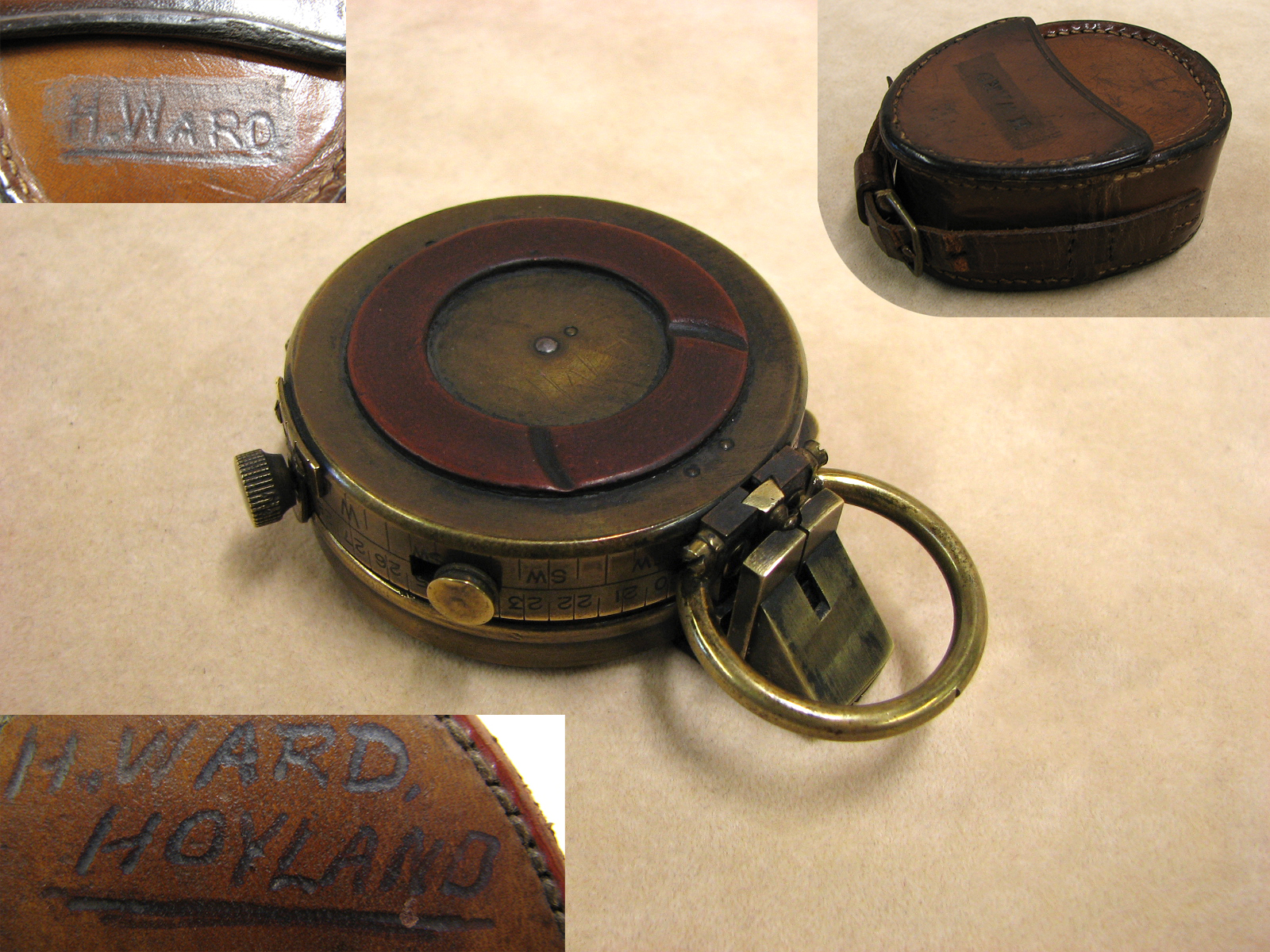 WWI Era MK VI Verners Pattern compass in leather case